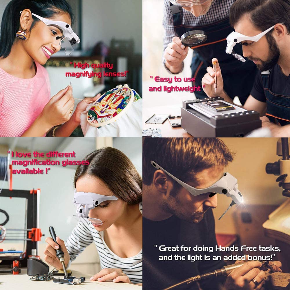 Hands Free Magnifying Glasses with LED Light – FIVE PAVILION