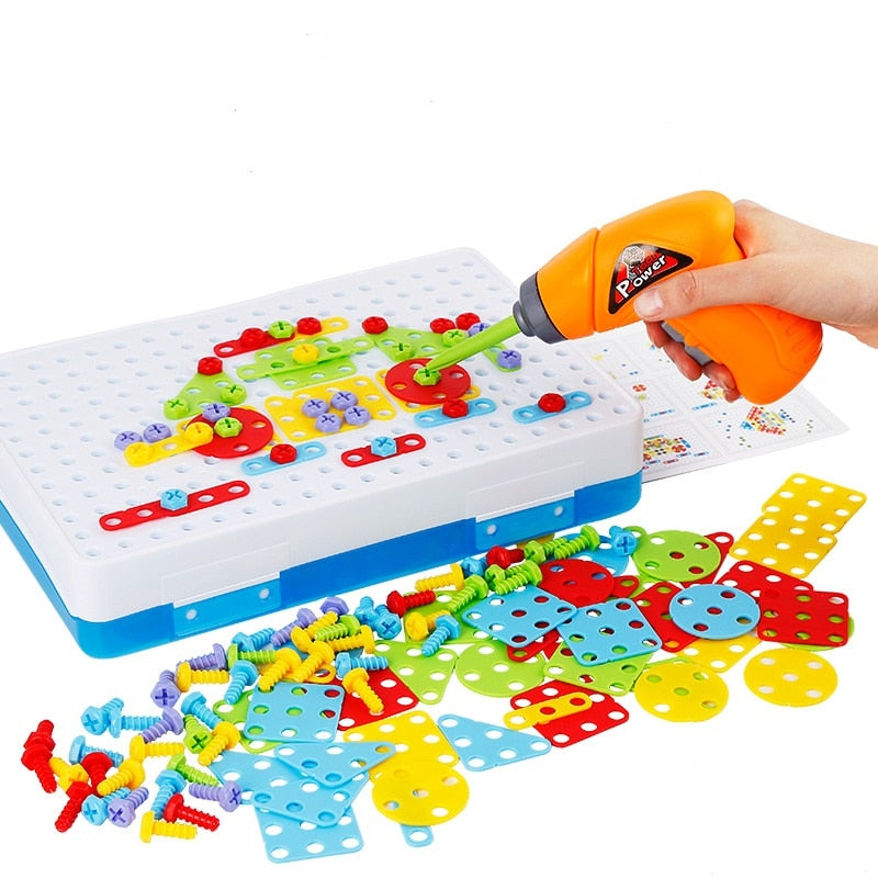 Kids Electric Drill Toy Creative Educational Puzzle Assembled Building